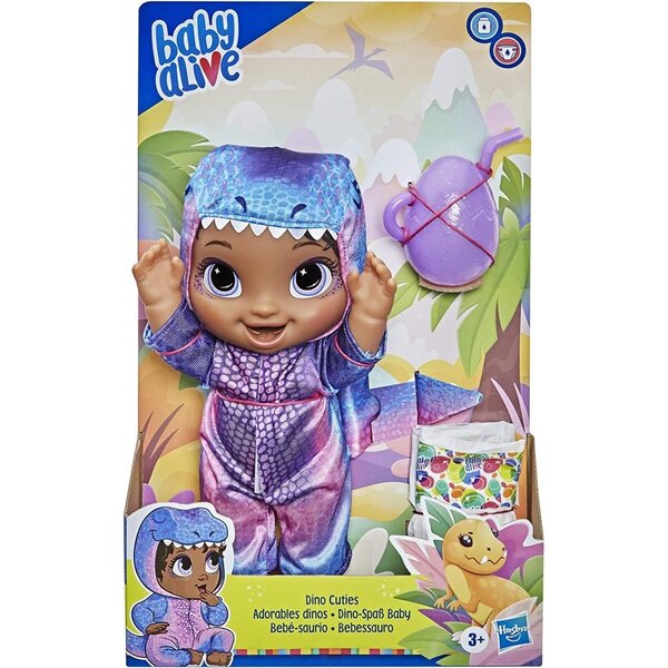 Baby Alive BA Dino Cuties BLKH – Interaktive Puppe für Pflege und Spaß