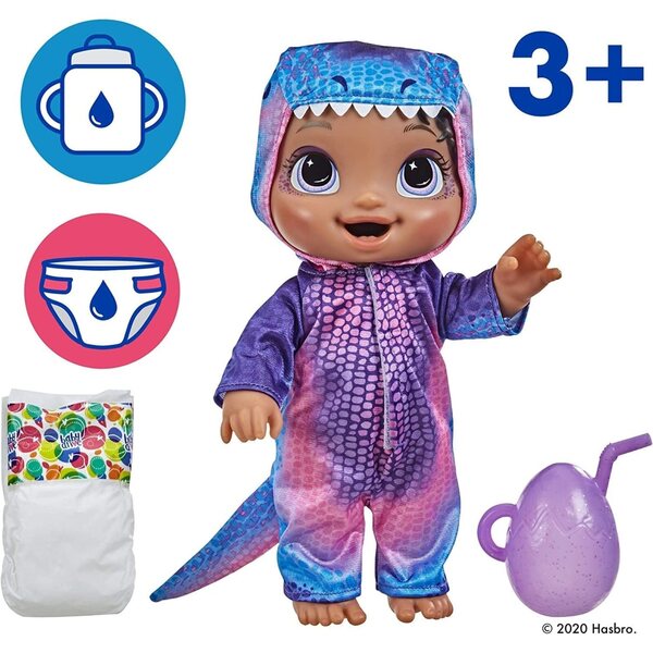 Baby Alive BA Dino Cuties BLKH – Interaktive Puppe für Pflege und Spaß