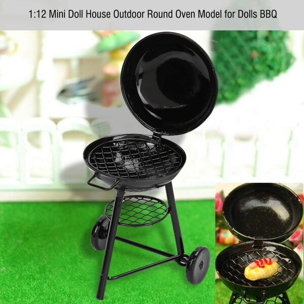 Kikumi Mini Forno Barbecue 1:12 in Ferro per Casa delle Bambole con Ruote Mobili