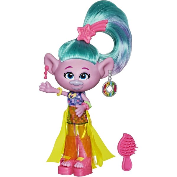 DreamWorks Trolls Glamour Satin con abito, scarpe e accessori, bambola per bambini 4+