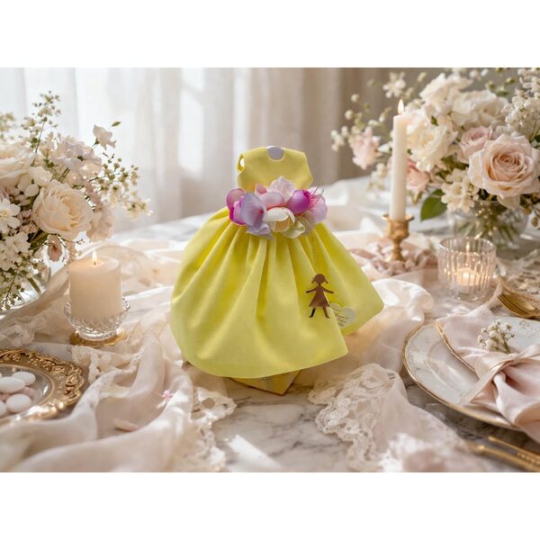 Sara’s Idea vestitino in cotone con cintura di fiori e bambolina profumata