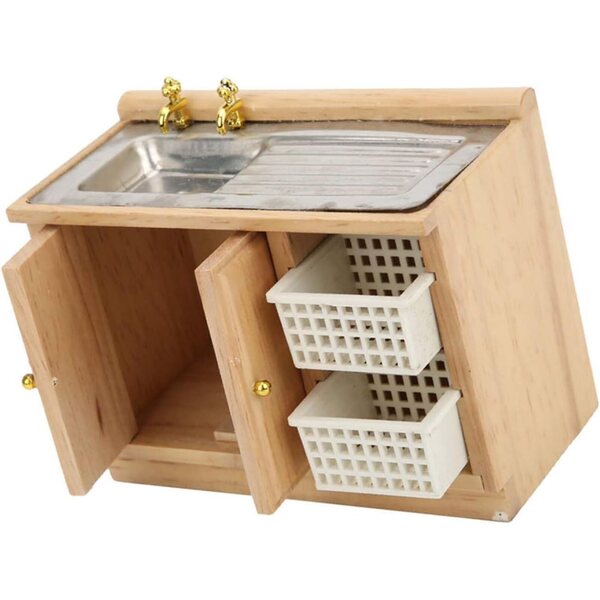 Naroote 1:12 Miniatur-Waschtisch aus Birke für Puppenhaus