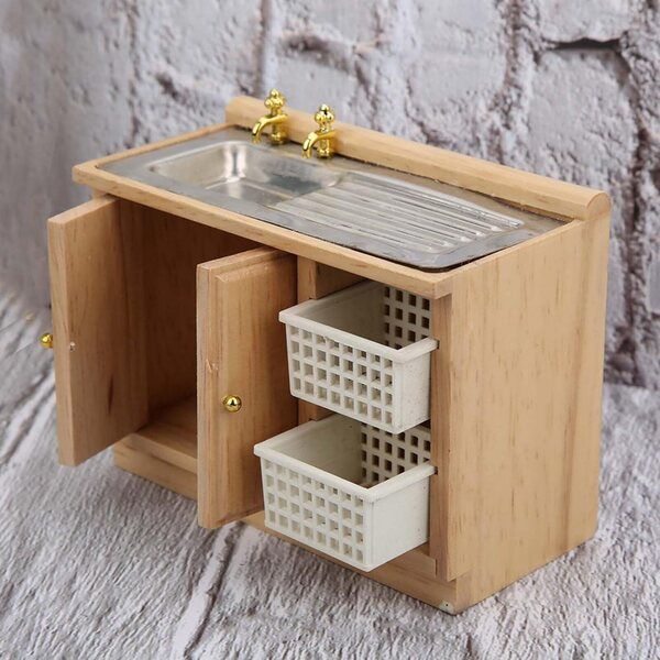 Naroote 1:12 Miniatur-Waschtisch aus Birke für Puppenhaus