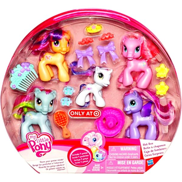 My Little Pony Set mit 5 Ponys und 11 Accessoires in Hutschachtel 2009