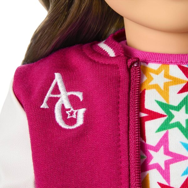 American Girl Truly Me 18-Zoll-Puppe mit blauen Augen, welligem Haar und komplettem Outfit