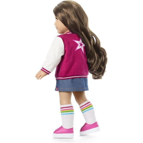 American Girl Truly Me 18-Zoll-Puppe mit blauen Augen, welligem Haar und komplettem Outfit