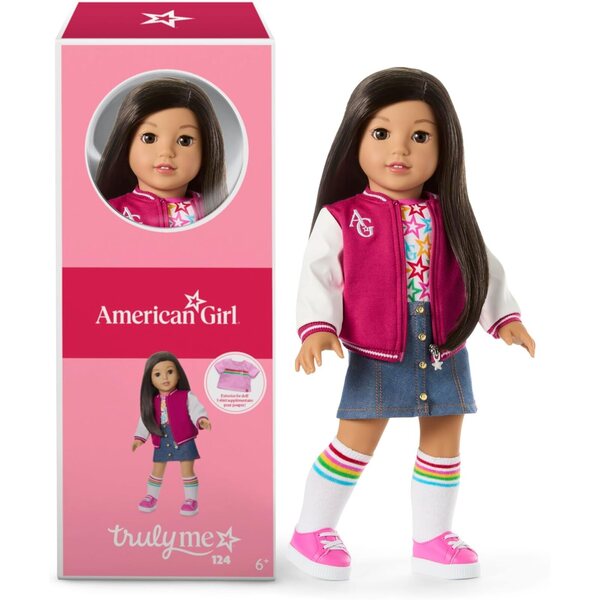 American Girl Truly Me Doll Nr. 124 mit braunen Augen und glattem schwarzbraunem Haar