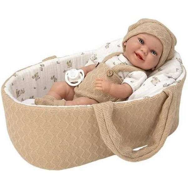 ARIAS Babyto Elegance 33 cm Poupée aus Vinyl mit braunem und weißem Kleid + Accessoires