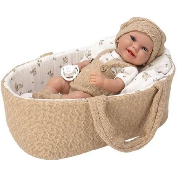 ARIAS Babyto Elegance 33 cm Poupée aus Vinyl mit braunem und weißem Kleid + Accessoires