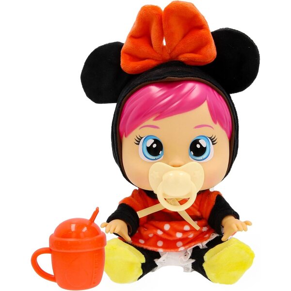 Cry Babies Loving Care Disney Minnie, Puppe, die echte Tränen weint, mit 3 Accessoires