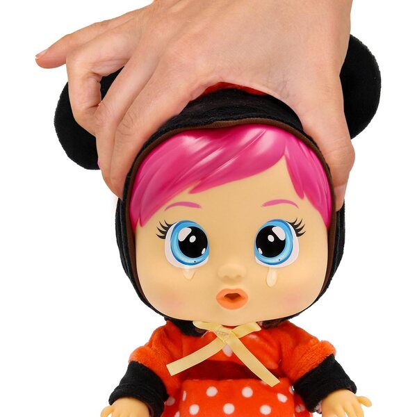 Cry Babies Loving Care Disney Minnie, Puppe, die echte Tränen weint, mit 3 Accessoires