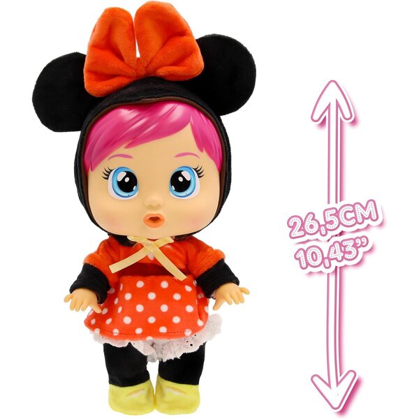 Cry Babies Loving Care Disney Minnie, Puppe, die echte Tränen weint, mit 3 Accessoires