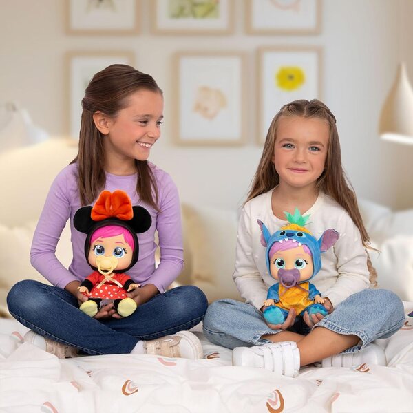 Cry Babies Loving Care Disney Minnie, Puppe, die echte Tränen weint, mit 3 Accessoires