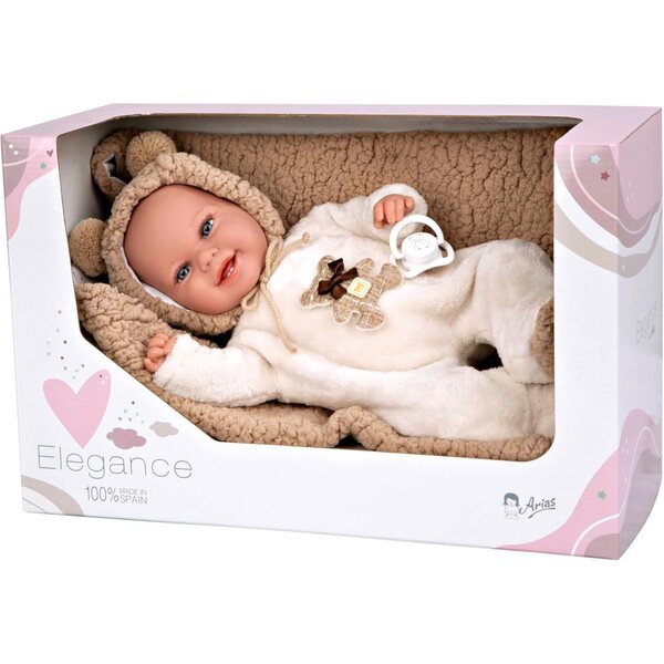 Elegance Babyto Poupée rosa mit Decke 35 cm – Arias-Gewichtspuppe