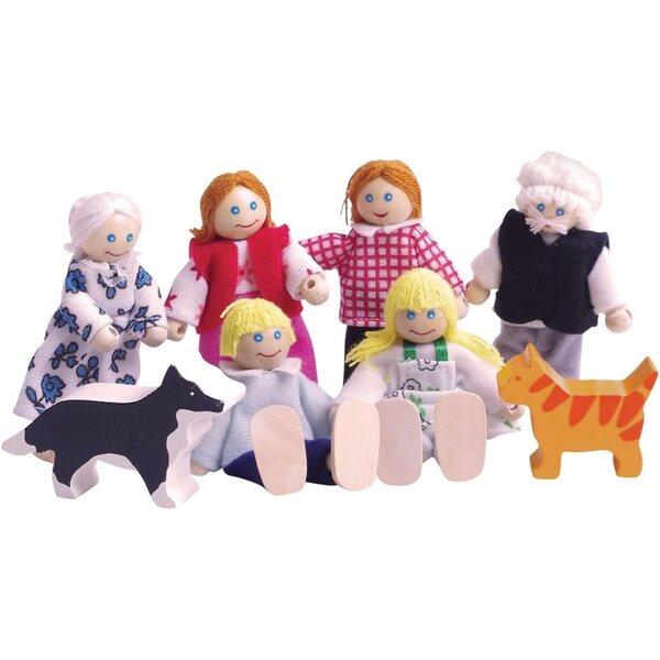 Bigjigs Toys Casa delle Bambole in Legno Family - Giocattolo Educativo e Sostenibile