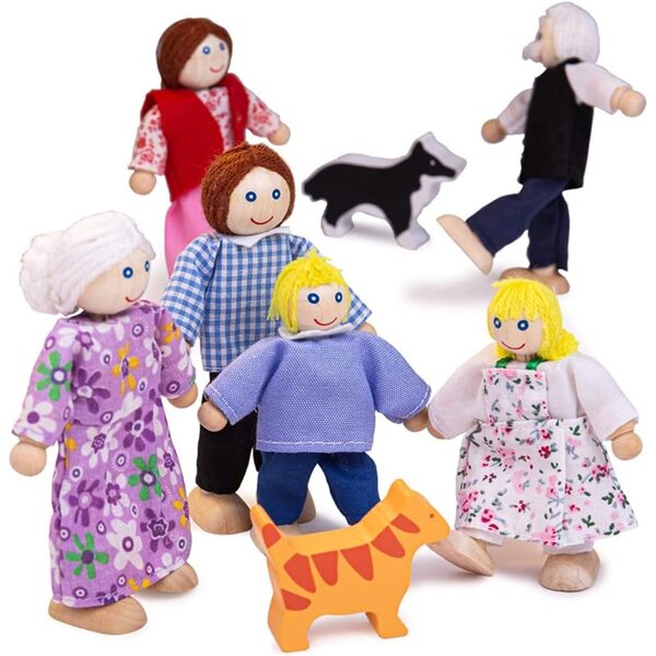 Bigjigs Toys Casa delle Bambole in Legno Family - Giocattolo Educativo e Sostenibile
