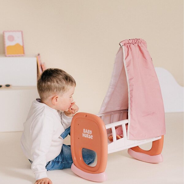 Smoby Baby Nurse: Wiege für Puppen bis 42 cm mit waschbarem Stoff, ab 18 Monaten