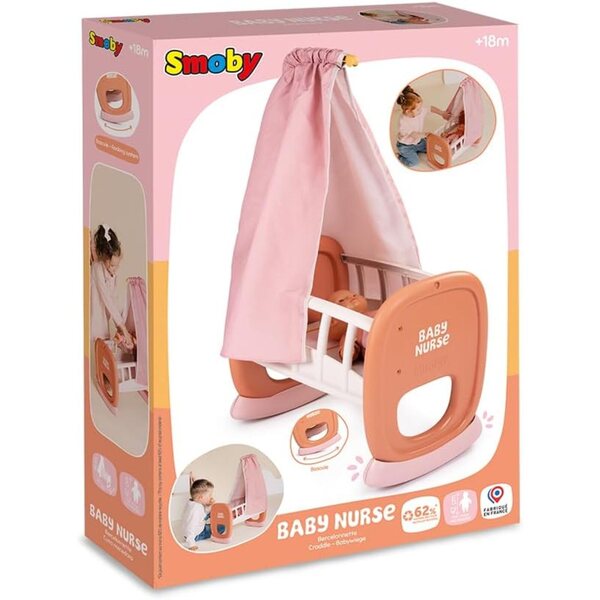 Smoby Baby Nurse: Wiege für Puppen bis 42 cm mit waschbarem Stoff, ab 18 Monaten