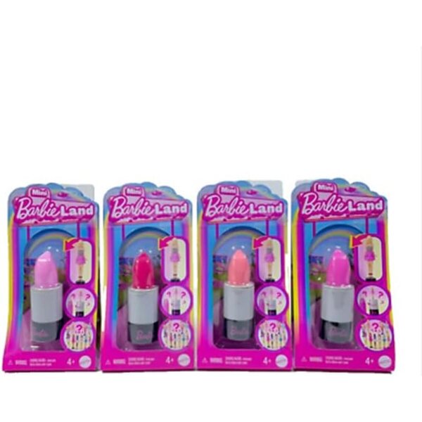Mini BarbieLand Fashionistas – 4 Mini-Barbies in Lippenstifttube, 1,5 Zoll