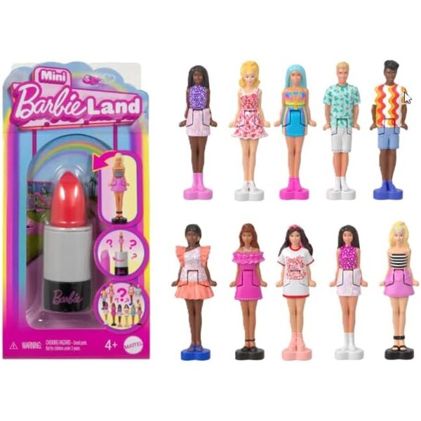 Mini BarbieLand Fashionistas - 4 Mini Barbie in Tubo Rossetto, 1,5 Pollici