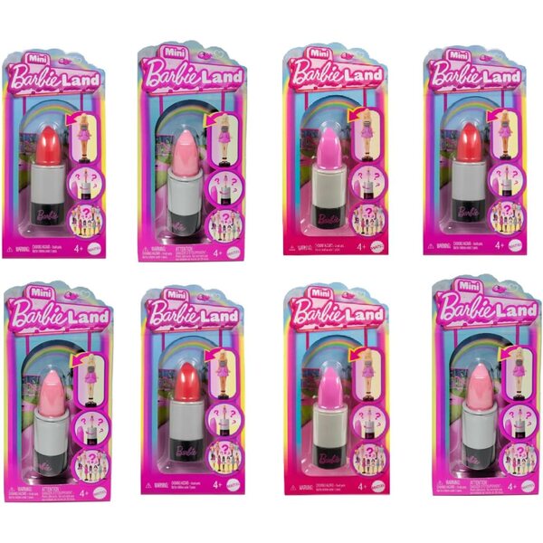 Mini BarbieLand Fashionistas - 4 Mini Barbie in Tubo Rossetto, 1,5 Pollici