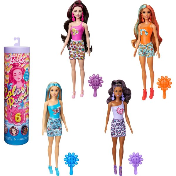 Barbie Color Reveal Groovy 60s mit 6 Überraschungen und Modeaccessoires