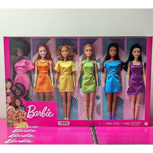 Barbie 6 Puppen-Set mit Regenbogen-Kleidung, Frühlings- und Ethno-Mode für Mädchen