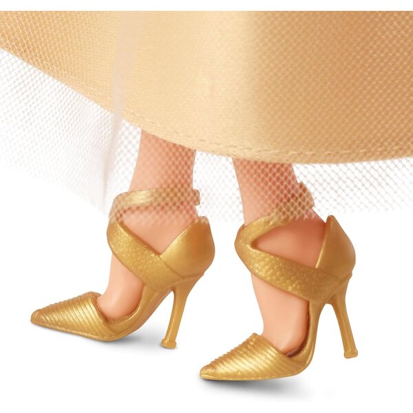 Barbie Holiday 2023 im eleganten goldenen Kleid, 35-jährige Jubiläumsausgabe