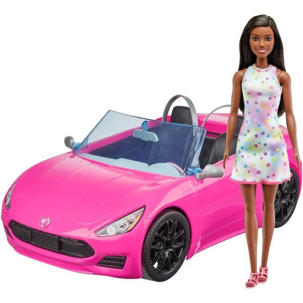 Barbie mit Schneemann und rosa Cabrio – 35 x 27 x 12 cm Auto, perfekt für Mädchen