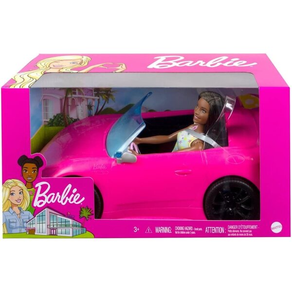 Barbie mit Schneemann und rosa Cabrio – 35 x 27 x 12 cm Auto, perfekt für Mädchen