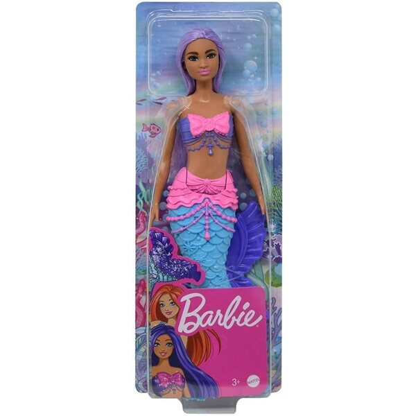 Barbie Meerjungfrau mit lila Haaren und buntem Look für kreative Spiele