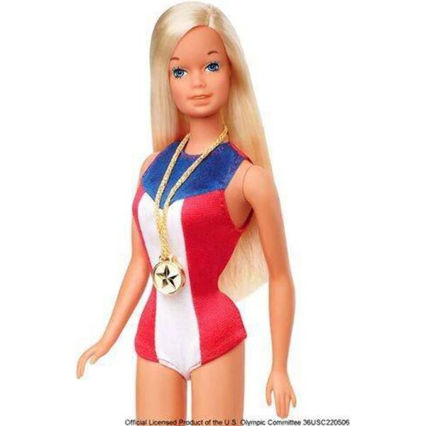 Barbie 1975 Goldmedaillen-Puppen-Reproduktion mit Olympiamedaille und Echtheitszertifikat