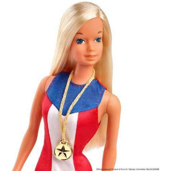 Barbie 1975 Goldmedaillen-Puppen-Reproduktion mit Olympiamedaille und Echtheitszertifikat