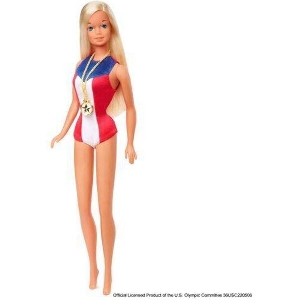 Barbie 1975 Goldmedaillen-Puppen-Reproduktion mit Olympiamedaille und Echtheitszertifikat