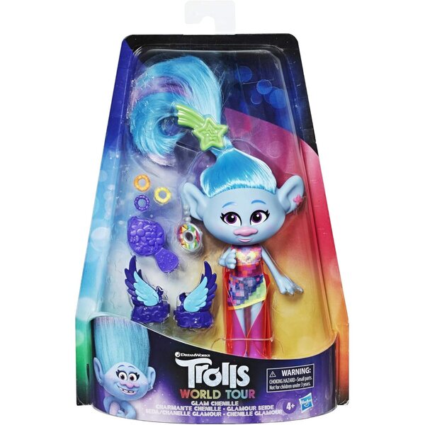 Pupazzo DreamWorks Trolls Glamour Seide con Abito, Scarpe e Accessori per Bambini 4+