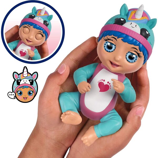 BANDAI Tiny Toes Luna: Interaktive Mini-Puppe 14 cm, die auf Deutsch spricht