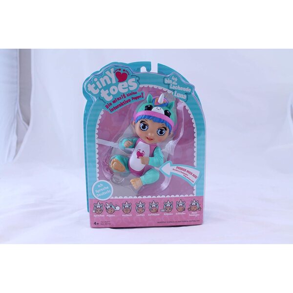 BANDAI Tiny Toes Luna: Interaktive Mini-Puppe 14 cm, die auf Deutsch spricht