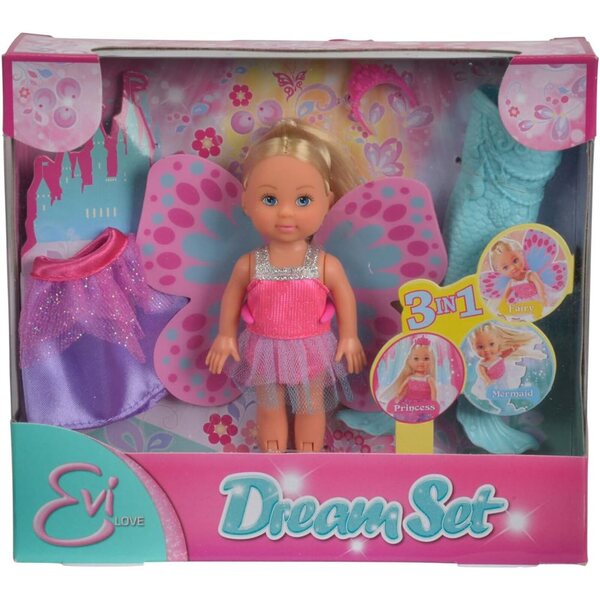 Bambola Evi Love con 3 Abiti da Favola - Set Dream 12cm in Plastica