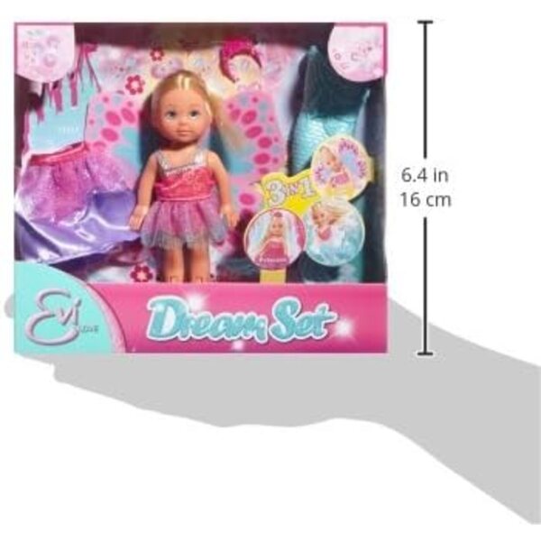 Bambola Evi Love con 3 Abiti da Favola - Set Dream 12cm in Plastica