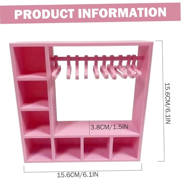 Armadio per Bambole in plastica con grucce e asta Organizzatore salvaspazio 6x6x1,5 cm