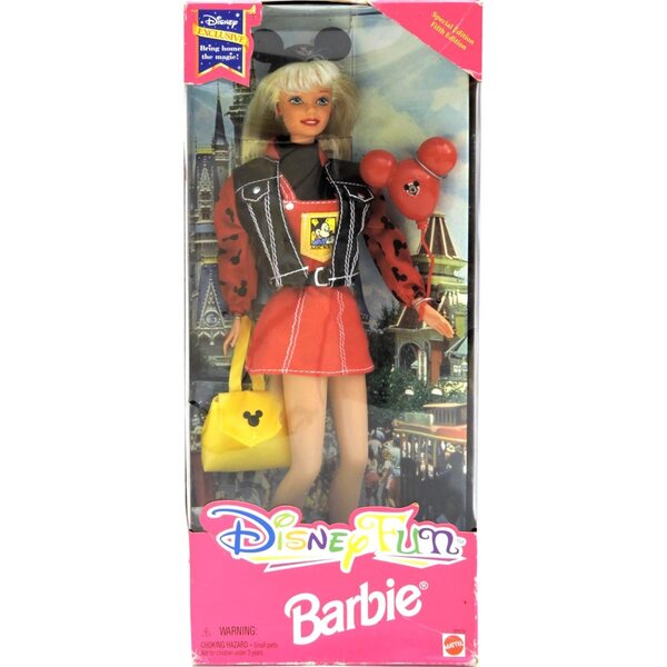 Barbie Disney Fun Edition 1997 mit Mickey-Mouse-Ohren und Ballon
