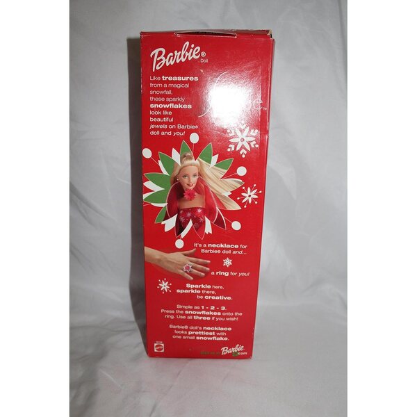 Barbie Seasons Sparkle 2001 im eleganten roten Kleid mit Schneeflocken