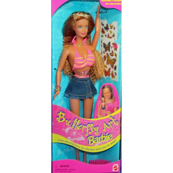 Barbie Butterfly Art Doll 1998 mit originalen temporären Tattoos