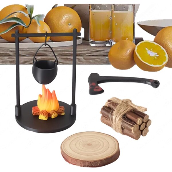 Mini-Tisch-Lagerfeuer-Set für Feenhaus und Garten – Miniatur-Dekoration