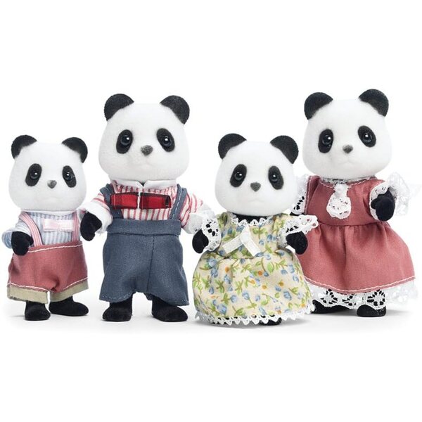 Pandabear Family Wild Calico Critters mit detaillierter Kleidung und Gelenken
