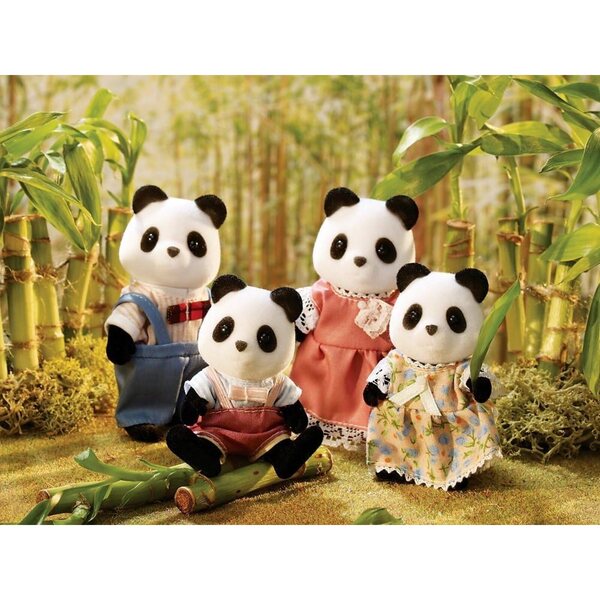 Pandabear Family Wild Calico Critters mit detaillierter Kleidung und Gelenken