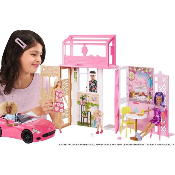 Casa delle Bambole Barbie con 4 Aree di Gioco, Arredamento Completo e Accessori