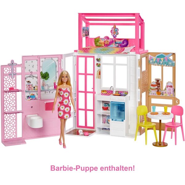 Casa delle Bambole Barbie con 4 Aree di Gioco, Arredamento Completo e Accessori