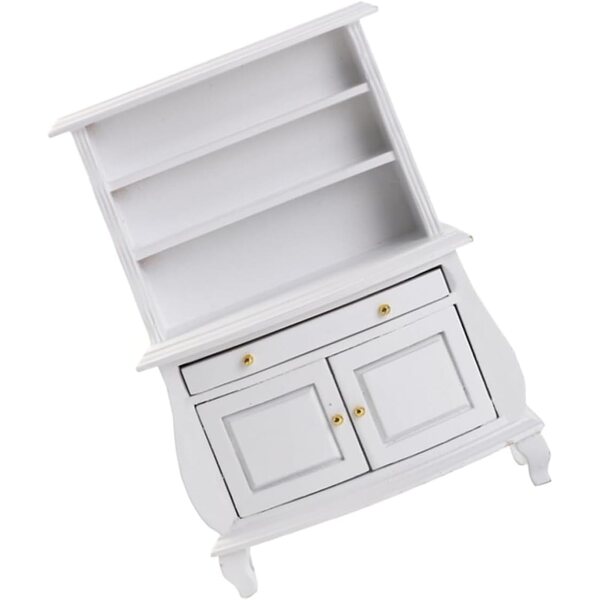 ERINGOGO Mini Libreria in Legno Bianca per Casa delle Bambole - Mobile Elegante 15,5x11x4 cm