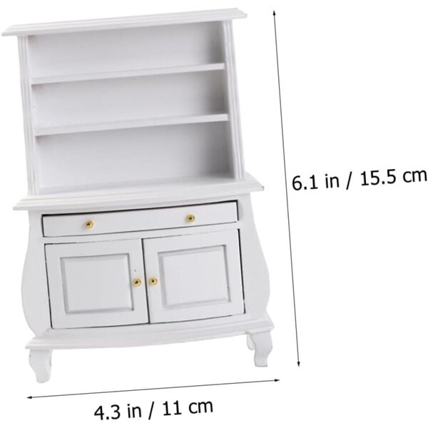 ERINGOGO Mini Libreria in Legno Bianca per Casa delle Bambole - Mobile Elegante 15,5x11x4 cm